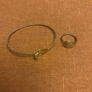 Vintage AVON 70's "Catch a Star" Gold Tone Rhinestone Hook Ring Bracelet combo
